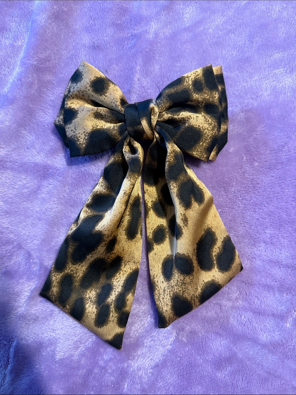 Leopard Print Bow Hair Clip in Brown and Black - Women's Hair Accessory